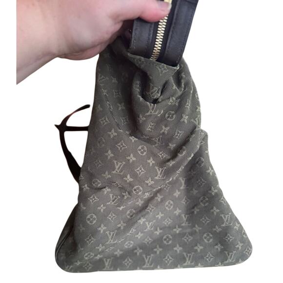 LOUIS VUITTON Khaki Mini Lin Monogram Brown Calfskin Leather Vintage Louise Bag - Picture 6 of 16
